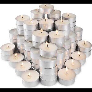 100-Pack Unscented Tea Lights Candles|4 Hour White Smokeless Tealight Candles